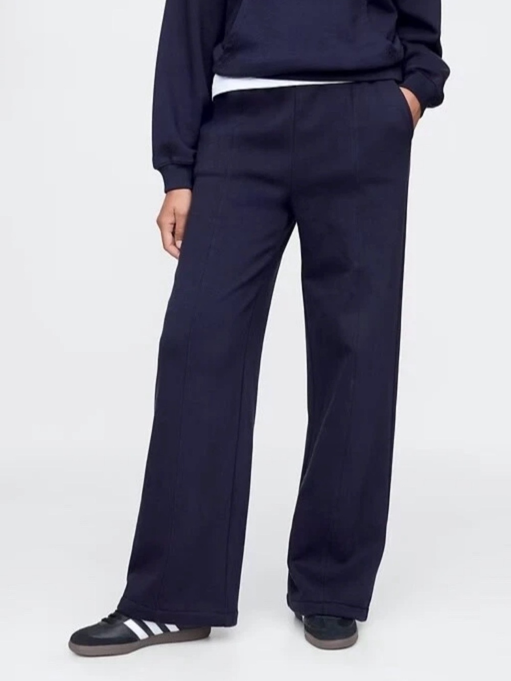 Gap Vintage Soft Navy Blue Seamed Straight Leg Sweat Pants Knit Fleece